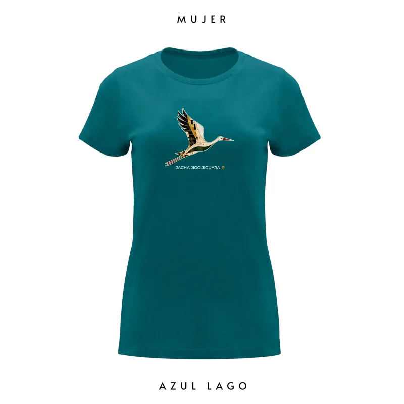 Camiseta Mujer Cigüeña Klimt - Camisetas de mujer - Extremadura - Jacha Jigo Jiguera