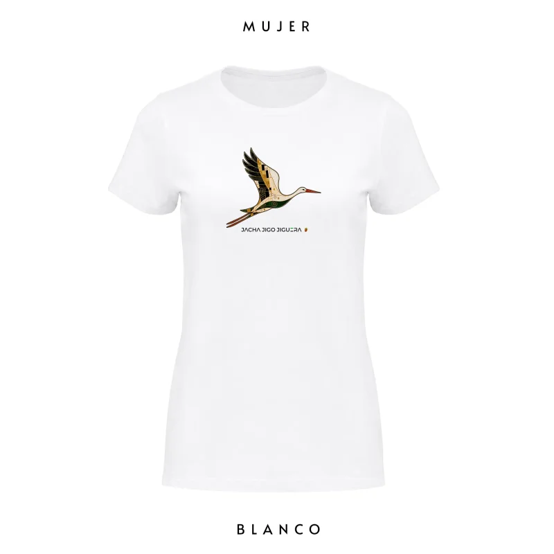 Camiseta Mujer Cigüeña Klimt - Camisetas de mujer - Extremadura - Jacha Jigo Jiguera