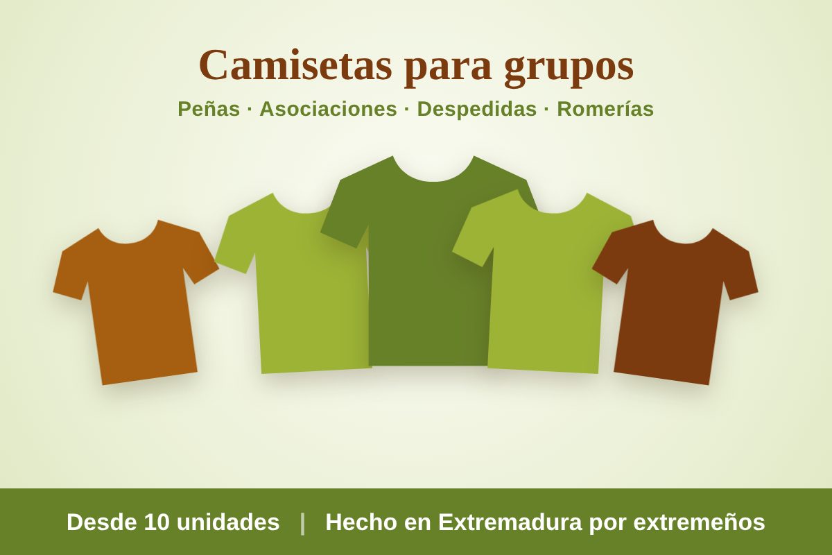 productos extremeños Camisetas para grupos de Jacha Jigo Jiguera con diseños extremeños